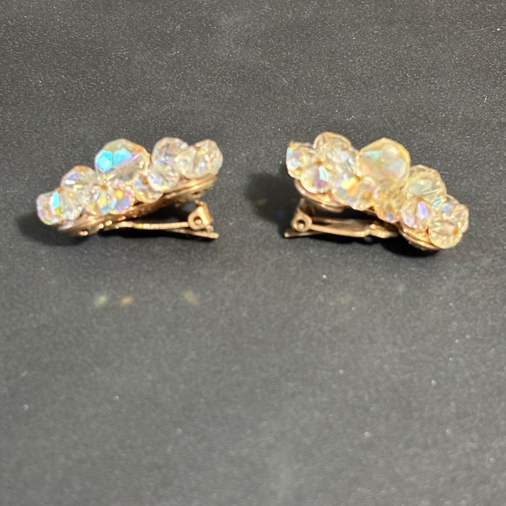 ALICE CAVINESS Clear AB Crystal Climber Gold-Tone Vintage Clip Earrings ER1 - Picture 7 of 10